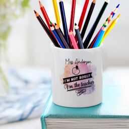 Personalised I'm Not Bossy The Teacher Design Pencil Storage Ceramic Pot - thumbnail 1