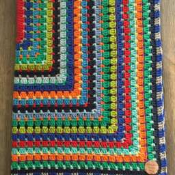 Crocheted Multicolored Blanket Boy. Modern Crocheted Blanket. Red, Blue, Green Knit Afghan. Baby - thumbnail 2
