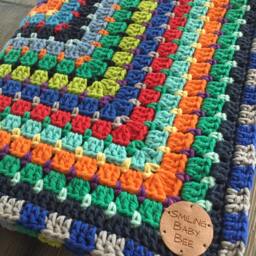 Crocheted Multicolored Blanket Boy. Modern Crocheted Blanket. Red, Blue, Green Knit Afghan. Baby - thumbnail 3