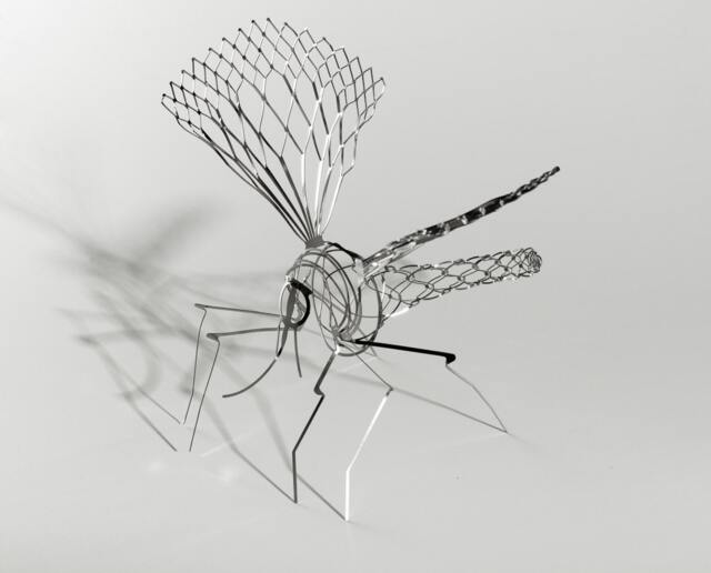 Stainless Steel Mosquito Sculpture Modern Desk Art - Pair - image 1