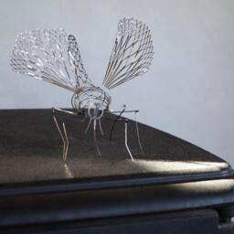 Stainless Steel Mosquito Sculpture Modern Desk Art - Pair - thumbnail 3