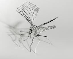 Stainless Steel Mosquito Sculpture Modern Desk Art - Pair
