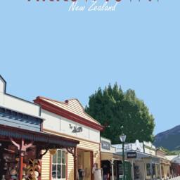 Arrowtown Travel Poster - Retro Vintage Style New Zealand Art Print, Artwork, Homeware, South Island Nz Travel Print - thumbnail 2