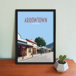 Arrowtown Travel Poster - Retro Vintage Style New Zealand Art Print, Artwork, Homeware, South Island Nz Travel Print - thumbnail 1