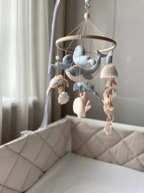 Ocean Baby Mobile Whale, Turtle, Jellyfish Crib Decor - image 1