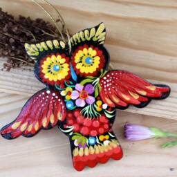 Christmas Ornaments Owl - Hand Painted Hanging Ornament Owl, Wooden Christmas Decorations Animals, Handcrafted Artisan Ukrainian - thumbnail 1