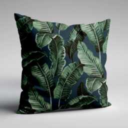 Navy Tropical Leaves Velvet Cushion Handmade Luxury Scatter Cushion - thumbnail 2