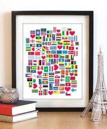 Flags Of The World Art Print Travel Decor - 8x10 - thumbnail 1
