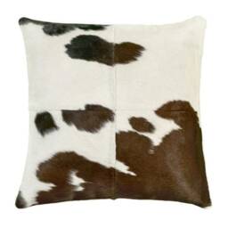 Brown & White Cowhide Pillow Cover, Farmhouse Throw - thumbnail 1