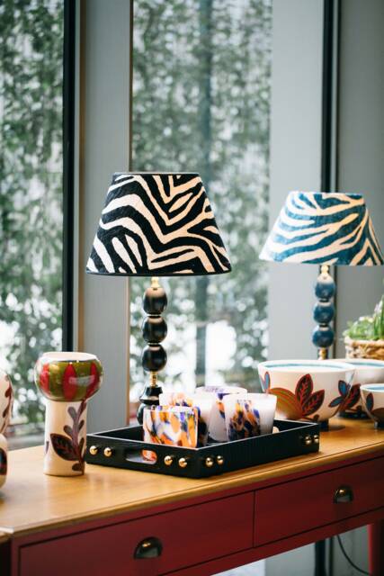 Black Silk Velvet Lampshade, Zebra Blue Lampshade - image 1