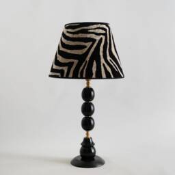 Black Silk Velvet Lampshade, Zebra Blue Lampshade - thumbnail 2