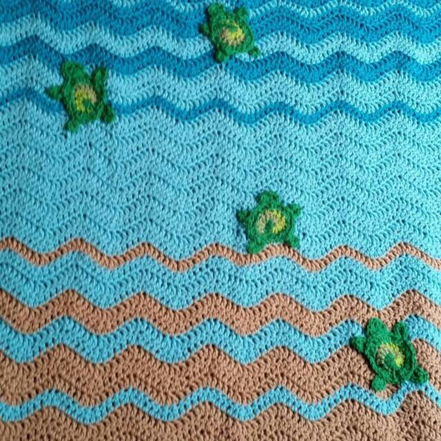 Sea Turtle Crochet Blanket Pattern Beach Ocean Throw Digital Download PDF For Baby Nursery - image 1