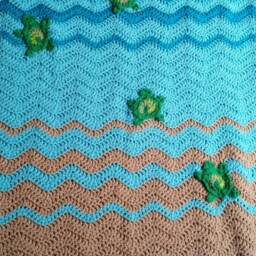 Sea Turtle Crochet Blanket Pattern Beach Ocean Throw Digital Download PDF For Baby Nursery - thumbnail 4