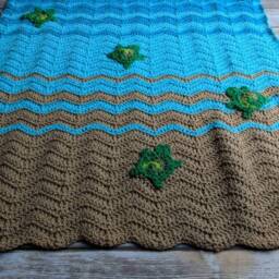 Sea Turtle Crochet Blanket Pattern Beach Ocean Throw Digital Download PDF For Baby Nursery - thumbnail 3
