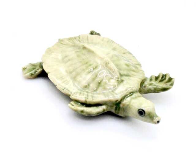 Miniature Ceramic Exotic Turtle Reptile Sea Ocean Animal Little Light Green Figurine Tiny Statue Small Decoration Collectible Figure Deco - image 1