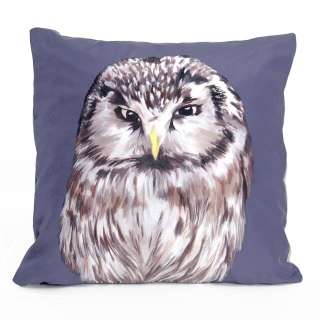 Owl Cushion - Handmade Printed Silk Cushion - image 1