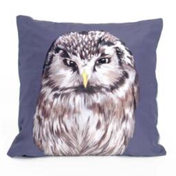 Owl Cushion - Handmade Printed Silk Cushion - thumbnail 1