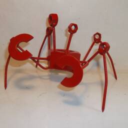 Red Crab Scrap Metal Recycled Art, Sculpture Figurine - thumbnail 2