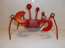 Red Crab Scrap Metal Recycled Art, Sculpture Figurine - thumbnail 1