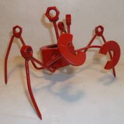 Red Crab Scrap Metal Recycled Art, Sculpture Figurine - thumbnail 3