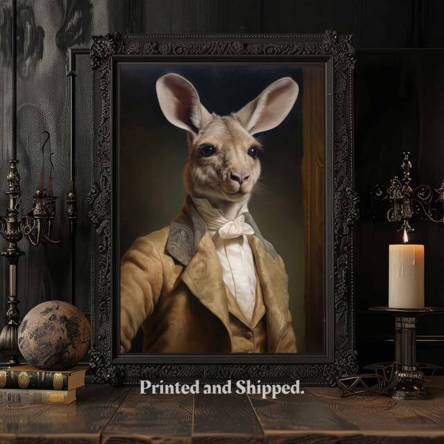 Victorian Gentleman Kangaroo Portrait Baroque Animal Art Print - image 1