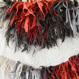 Textured Merino Wool Wall Hanging Modern Fiber Art Decor - 42x22 Inches - thumbnail 2