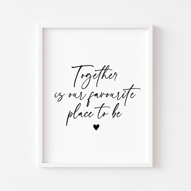 Together Is Our Favourite Place Print Couples Home Wall Art - Unframed - image 1
