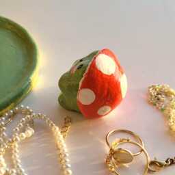 Handmade Clay Frog Figurine Mushroom Ceramic Sculpture - thumbnail 4