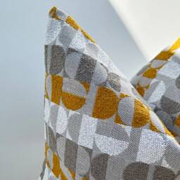 Unique Design Grey Mustard Yellow White Boho Pillow Cover, Textured Throw Modern Couch Pillow, Housewarming Gift - Custom Size - thumbnail 3