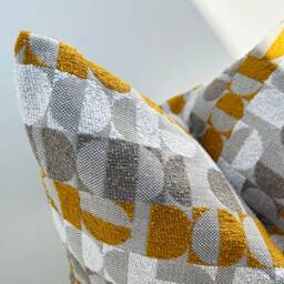 Unique Design Grey Mustard Yellow White Boho Pillow Cover, Textured Throw Modern Couch Pillow, Housewarming Gift - Custom Size - thumbnail 2