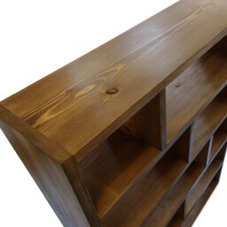 Solid Wood Bookcase Low Shelving Unit With Staggered Shelves - thumbnail 3