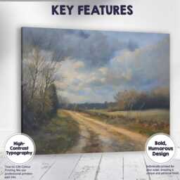 stormy Country Lane Rural Landscape Impressionist Canvas Wall Art Print Decor Picture Ready To Hang - thumbnail 1