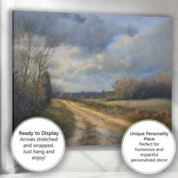 stormy Country Lane Rural Landscape Impressionist Canvas Wall Art Print Decor Picture Ready To Hang - thumbnail 3