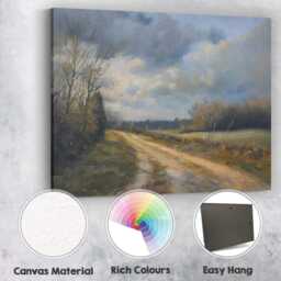 stormy Country Lane Rural Landscape Impressionist Canvas Wall Art Print Decor Picture Ready To Hang - thumbnail 2