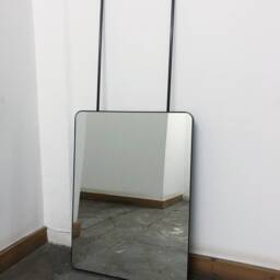 Quadris??? Ceiling Hanging Suspended Rectangular Mirror With Blackened Stainless Steel Frame - thumbnail 3