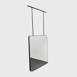 Quadris??? Ceiling Hanging Suspended Rectangular Mirror With Blackened Stainless Steel Frame - thumbnail 1
