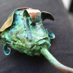Rose Sculpture Handmade Out Of Copper 24 Inches Metal With Patina Flower Sculptures Long Stem Full 7Th Anniversary Gift - Custom Order - thumbnail 4