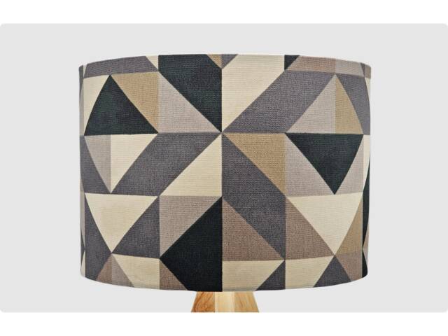Geometric Lampshade, Table Floor Lamp/Ceiling Pendant Small Medium Large 15cm 20cm 25cm 30cm 35cm 40cm Fabric Drum Light Shade Beige Black - image 1