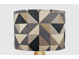 Handmade Lampshade Grey Charcoal Geometric Abstract Fabric Drum, Modern Mid Century Light Shade For Table/Floor Lamp Or Ceiling Pendant