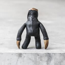 Handcarved Brass, Suar Wood, & Black Leather Art Toy - Unique Collectible By Blamo -Zuri - thumbnail 2