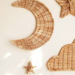 Handmade Wicker Moon Wall Hanging Boho Nursery Decor - thumbnail 4