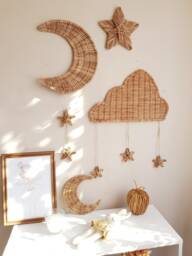 Handmade Wicker Moon Wall Hanging Boho Nursery Decor