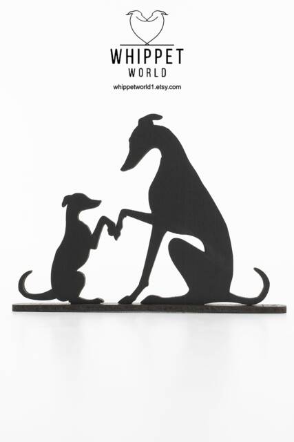 Whippet Silhouette Ornament Greyhound Statue Matte Black Acrylic Tv Topper - image 1