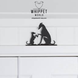 Whippet Silhouette Ornament Greyhound Statue Matte Black Acrylic Tv Topper - thumbnail 3