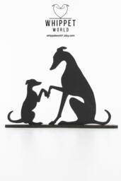 Whippet Silhouette Ornament Greyhound Statue Matte Black Acrylic Tv Topper - thumbnail 1