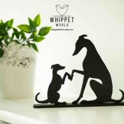 Whippet Silhouette Ornament Greyhound Statue Matte Black Acrylic Tv Topper - thumbnail 2