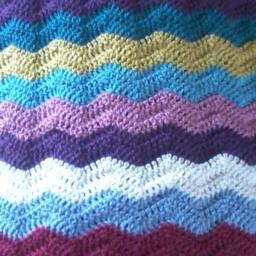 Multi-Coloured Striped Chevron Lap Blanket - thumbnail 2