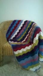 Multi-Coloured Striped Chevron Lap Blanket - thumbnail 1