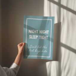 Night Sleep Tight Art Print Funny Teal Bedroom Decor - thumbnail 3