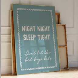 Night Sleep Tight Art Print Funny Teal Bedroom Decor - thumbnail 1
